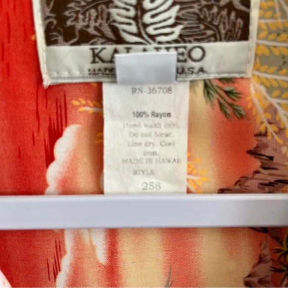 Kalaheo Vintage Hawaiian Orange Tropical Short Sleeve Button Up Shirt Size XL - Picture 8 of 8